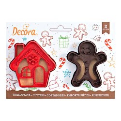 SET 2 CORTADORES NAVIDAD MUÑECO DE JENGIBRE Y CASITA DC