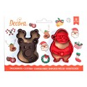 SET 2 CORTADORES NAVIDAD RENO Y PAPA NOEL CON MARCADOR DECORA