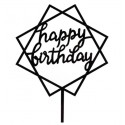 TOPPER HAPPY BIRTHDAY PLATA CUADRADO