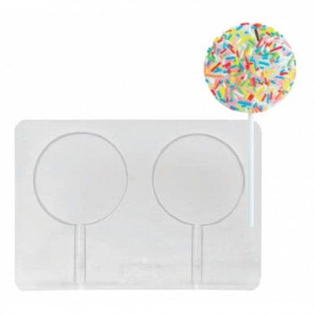 MOLDE PVC 2 PIRULETAS LISAS REDONDAS 7 CM