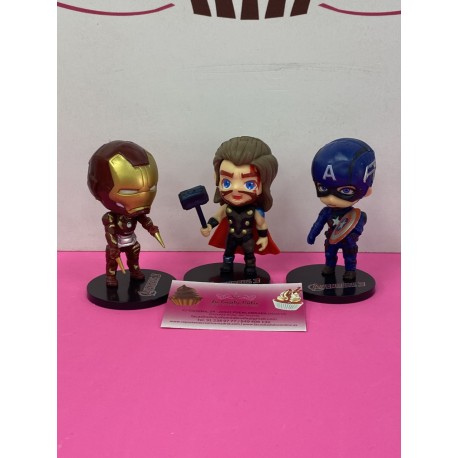 SET 3 FIGURAS SUPER HEROES THOR IRONMAN Y CAPITAN AMERICA