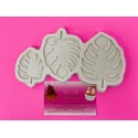 MOLDE SILICONA 3 HOJAS TROPICALES