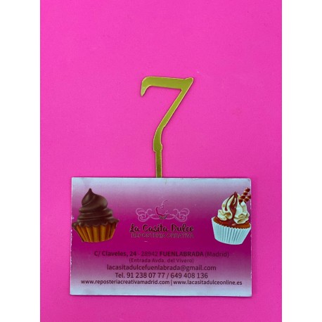 TOPPER NUMERO 7 ORO ESPEJO