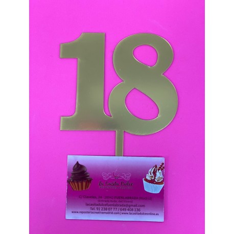 TOPPER NUMERO 18 ORO ESPEJO