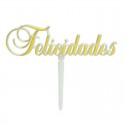 PICK TOPPER FELICIDADES PVC DORADO