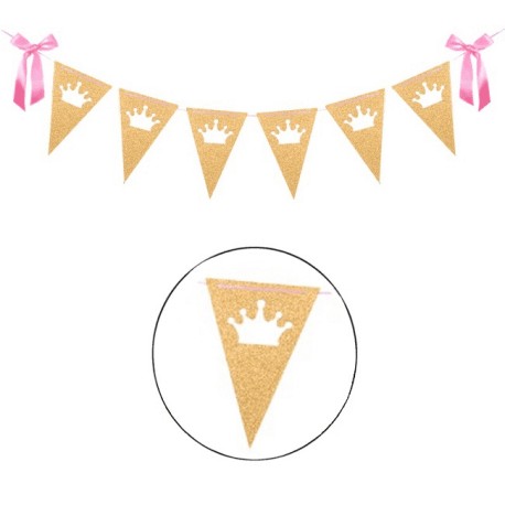 GUIRNALDA BANDERINES DORADOS CORONA DE PRINCESA 2.5 M