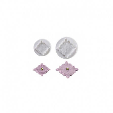 SET 2 CORTADORES CUADRADOS BARROCO CON EXPULSOR