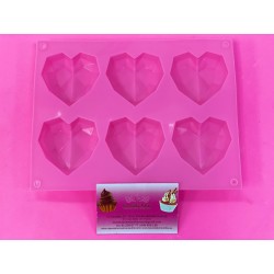 MOLDE 6 CORAZONES POLIGONALES