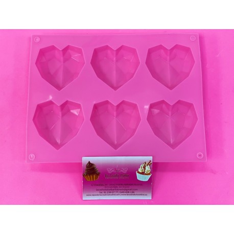 MOLDE 6 CORAZONES POLIGONALES