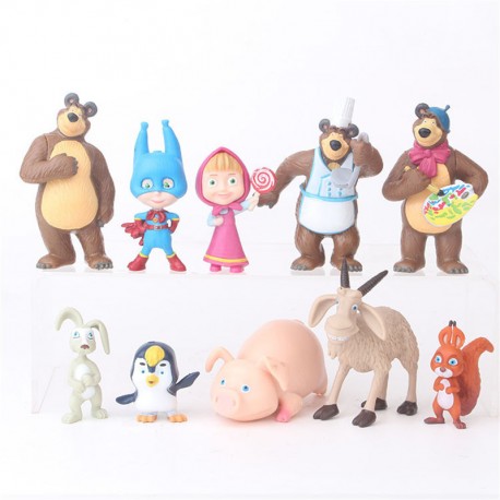 SET 10 FIGURAS PVC MASHA Y EL OSO