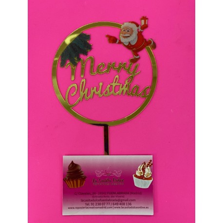 TOPPER MERRY CHRISTMAS REDONDO PAPA NOEL