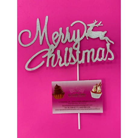 TOPPER MERRY CHRISTMAS PLATA CARTON