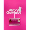 TOPPER MERRY CHRISTMAS CON MUÑECO DE NIEVE BLANCO