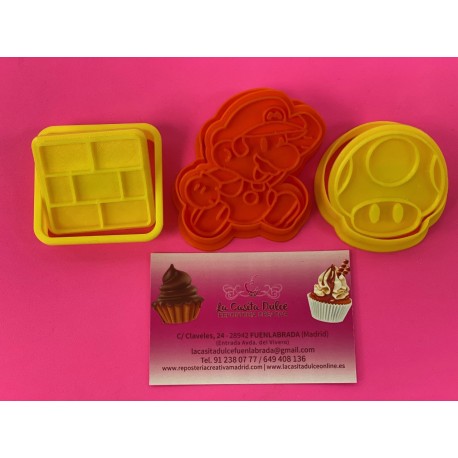 SET 3 CORTADORES CON MARCADOR MARIO BROS 1