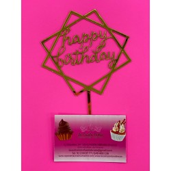 TOPPER HAPPY BIRTHDAY CUADRADO SIMPLE ORO