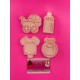 SET 4 CORTADORES CON MARCADOR BAUTIZO BEBE