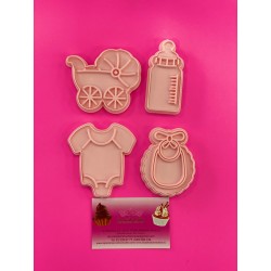 SET 4 CORTADORES CON MARCADOR BAUTIZO BEBE