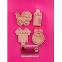 SET 4 CORTADORES CON MARCADOR BAUTIZO BEBE