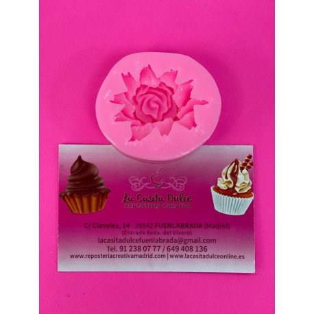 MOLDE SILICONA ROSA ABIERTA MEDIANA 3D