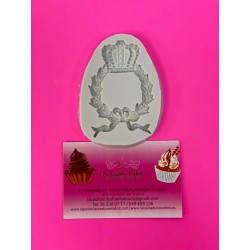 MOLDE SILICONA CORONA REAL CON HOJAS DE LAUREL