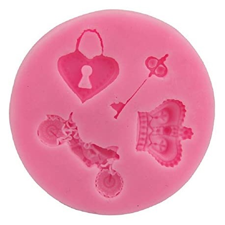 MOLDE SILICONA MOTO, CORONA, LLAVE Y CORAZON CANDADO