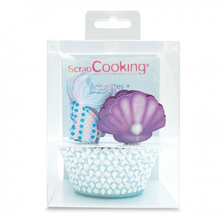 SET 24 CAPSULAS Y TOPPERS SIRENAS SCRAP COOKING