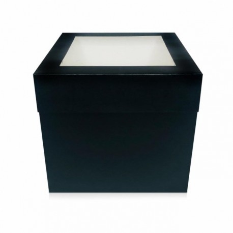 CAJA EXTRA ALTA 25 CM CON VENTANA SUPERIOR COLOR NEGRO