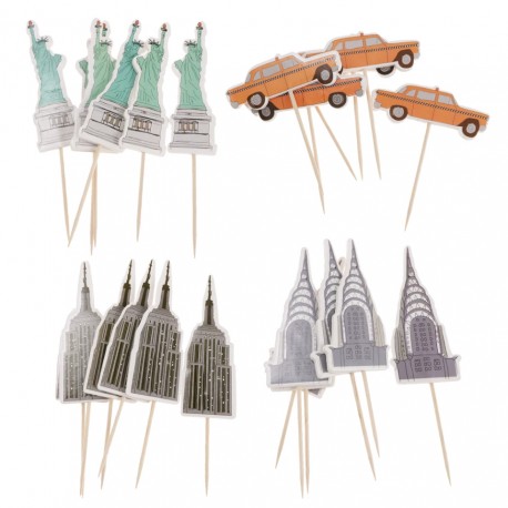 SET 12 TOPPER PARA CUPCAKES NUEVA YORK