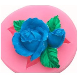 MOLDE SILICONA FLORES ROSAS CON HOJAS