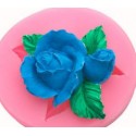 MOLDE SILICONA FLORES ROSAS CON HOJAS