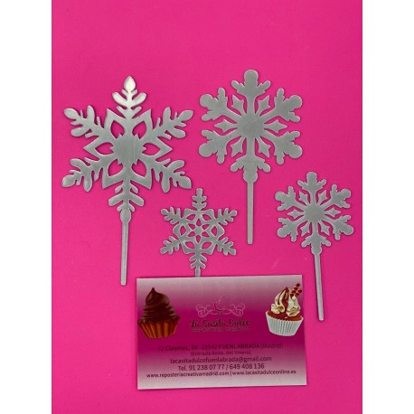 SET TOPPER COPOS DE NIEVE PLATA