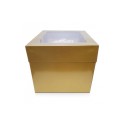 CAJA EXTRA ALTA 30 CM CON VENTANA SUPERIOR COLOR DORADO