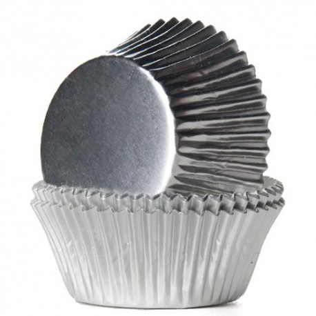 24 CAPSULAS CUPCAKE FOIL PLATA METALIZADAS HOUSE OF MARIE
