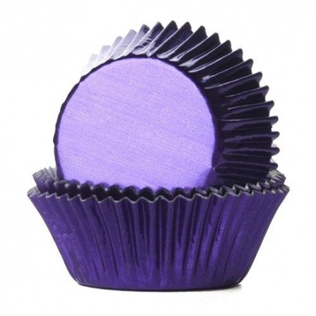 24 CAPSULAS CUPCAKE FOIL MORADO METALIZADAS HOUSE OF MARIE