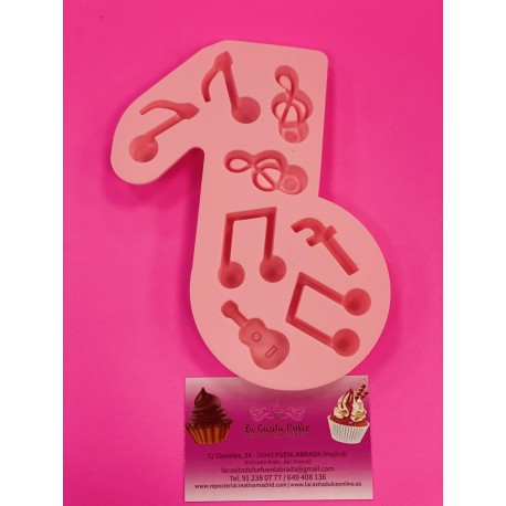 MOLDE SILICONA 8 NOTAS MUSICALES PROFUNDO BOMBONES