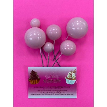 PACK 6 BOLAS O BURBUJAS TOPPER DECORACION ROSA