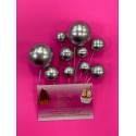 PACK 8 BOLAS O BURBUJAS TOPPER DECORACION PLATEADAS