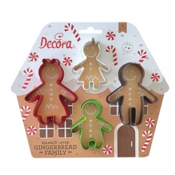 SET 4 CORTADORES GINGERBREAD FAMILY FAMILIA DE MUÑECOS DE JENGIBRE DECORA