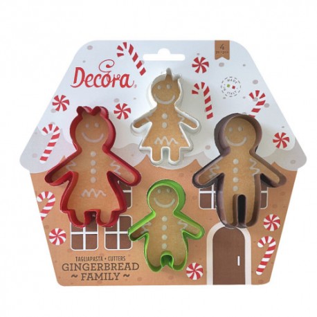 SET 4 CORTADORES GINGERBREAD FAMILY FAMILIA DE MUÑECOS DE JENGIBRE DECORA
