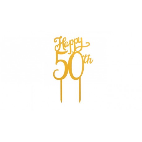 TOPPER 50 AÑOS METACRILATO ORO DEKORA