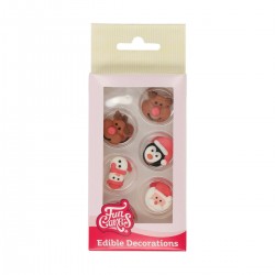 SET 12 DECORACIONES AZUCAR FRIENDS NAVIDAD FUNCAKES