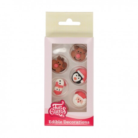 SET 12 DECORACIONES AZUCAR FRIENDS NAVIDAD FUNCAKES