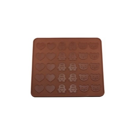 MANTEL TAPETE SILICONADO PARA MACARONS CABEZA OSITO PINGÜINOS Y CORAZONES