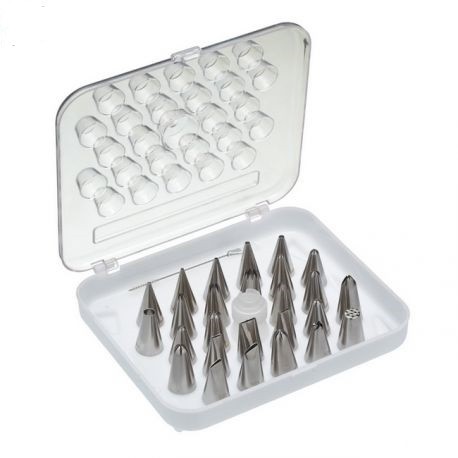 SET 28 PIEZAS BOQUILLAS CLAVOS Y ADAPTADOR