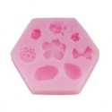 MOLDE SILICONA 5 FLORES LAZO Y CONCHAS