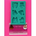 MOLDE SILICONA 6 DECORACIONES NAVIDAD REGALOS MANOPLAS Y GORROS