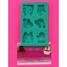 MOLDE SILICONA 6 DECORACIONES NAVIDAD REGALOS MANOPLAS Y GORROS