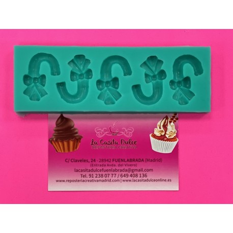 MOLDE SILICONA 5 BASTONES DE CARAMELO NAVIDAD