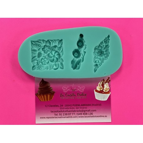 MOLDE SILICONA 3 CAMAFEOS FLORES