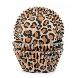 50 CAPSULAS CUPCAKE ANIMAL PRINT LEOPARDO HOUSE OF MARIE